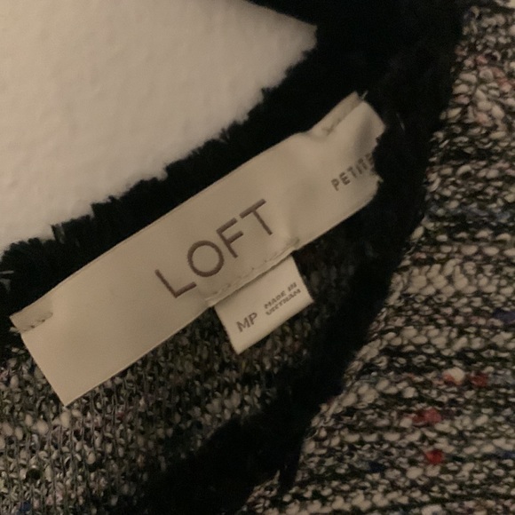 Loft gray dress with black fringe trim - Picture 3 of 5